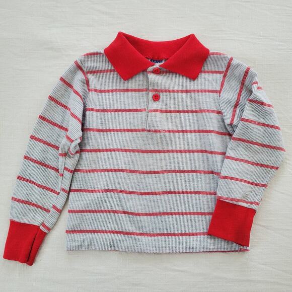Vintage Gray/Red Striped Long Sleeve 2t - Picture 1 of 5